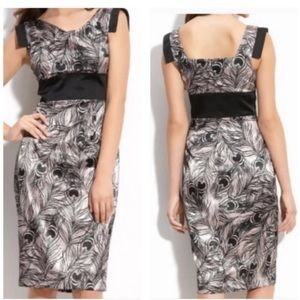 MAGGY LONDON Feather Print Cocktail Dress Size:14